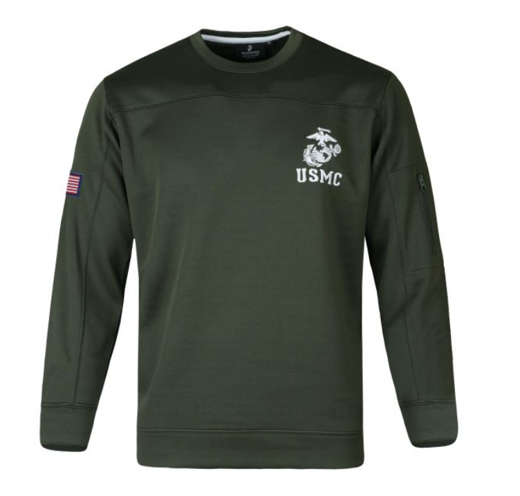 USMC Crew Neck Sweatshirt Zip Pocket