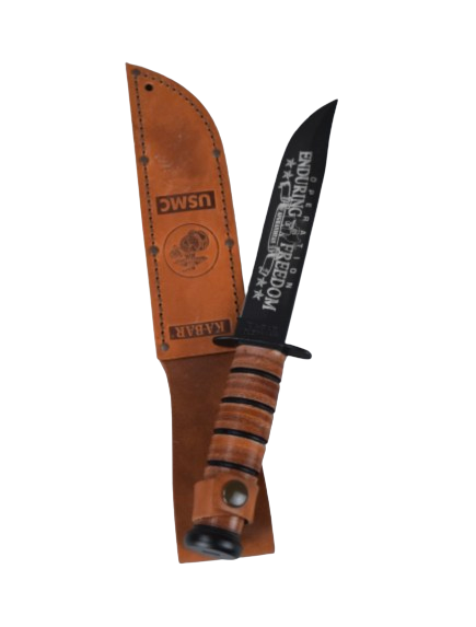 Operation Enduring Freedom USMC Knife - Afghanistan Straight Edge/ Leather Sheath