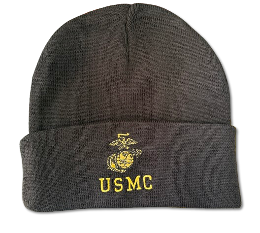 Embroidered Watch Cap Beanie USMC w/ Gold