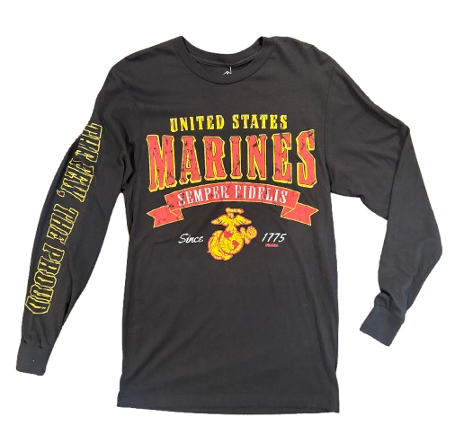 USMC Arched Semper Fi Black Long Sleeve