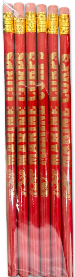 U.S. Marine Corps Imprint on Red Pencil (Pack of 6)