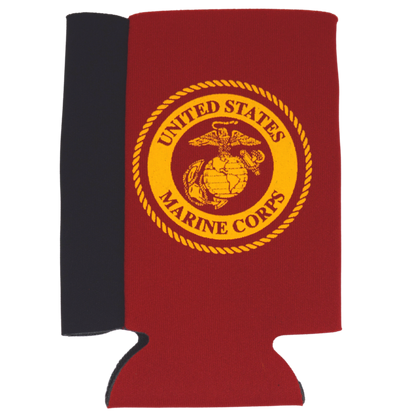 USMC Crest on Red/Black Can Cooler