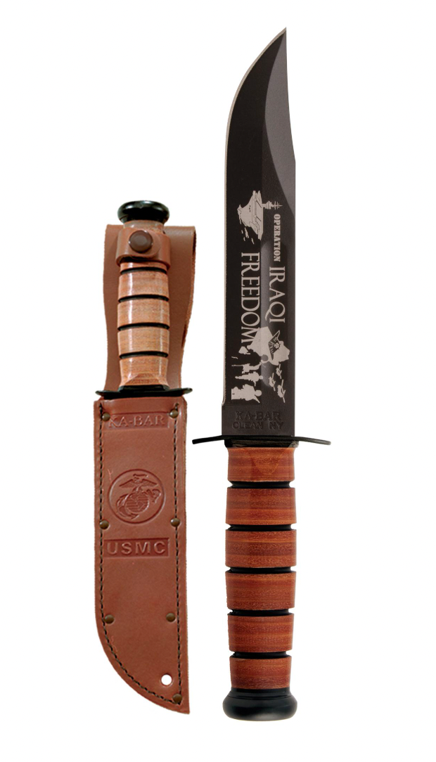 USMC OP Iraqi Freedom Straight Edge/ Leather Sheath