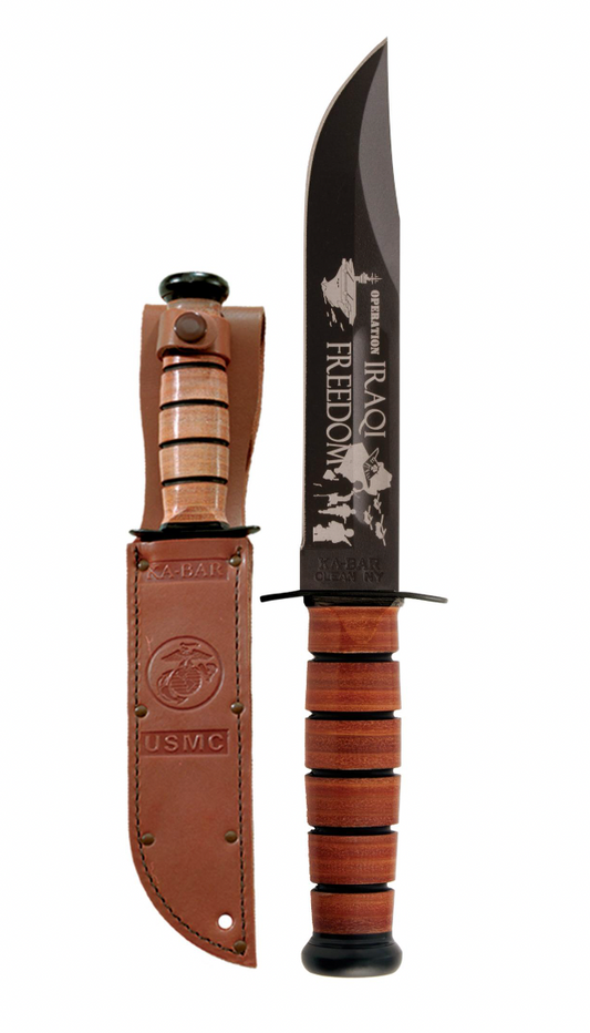 USMC OP Iraqi Freedom Straight Edge/ Leather Sheath