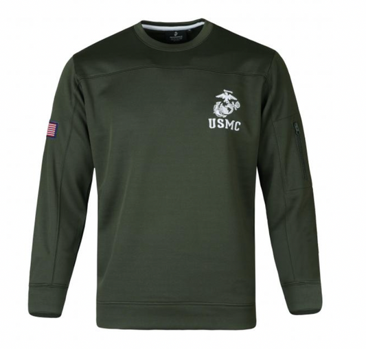 USMC Crew Neck Sweatshirt Zip Pocket
