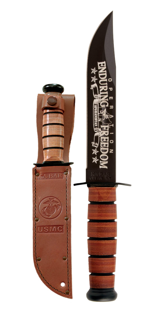 Operation Enduring Freedom USMC Knife - Afghanistan Straight Edge/ Leather Sheath