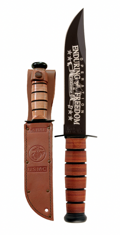Operation Enduring Freedom USMC Knife - Afghanistan Straight Edge/ Leather Sheath