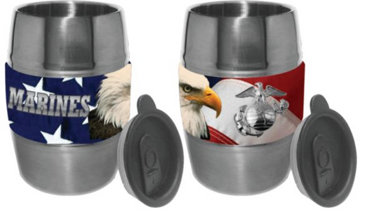 U.S. Marine Corps EGA Flag Background on 12oz Barrel Mug