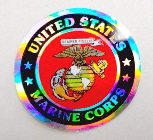 United States Marine Corp Crest Round Reflective Sticker  3"